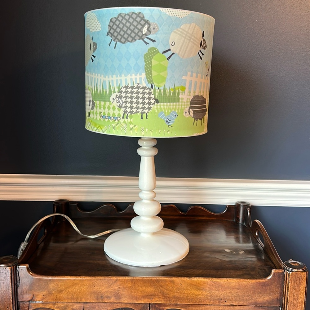 Nursery Sheep Jumping Over a Fence Lamp